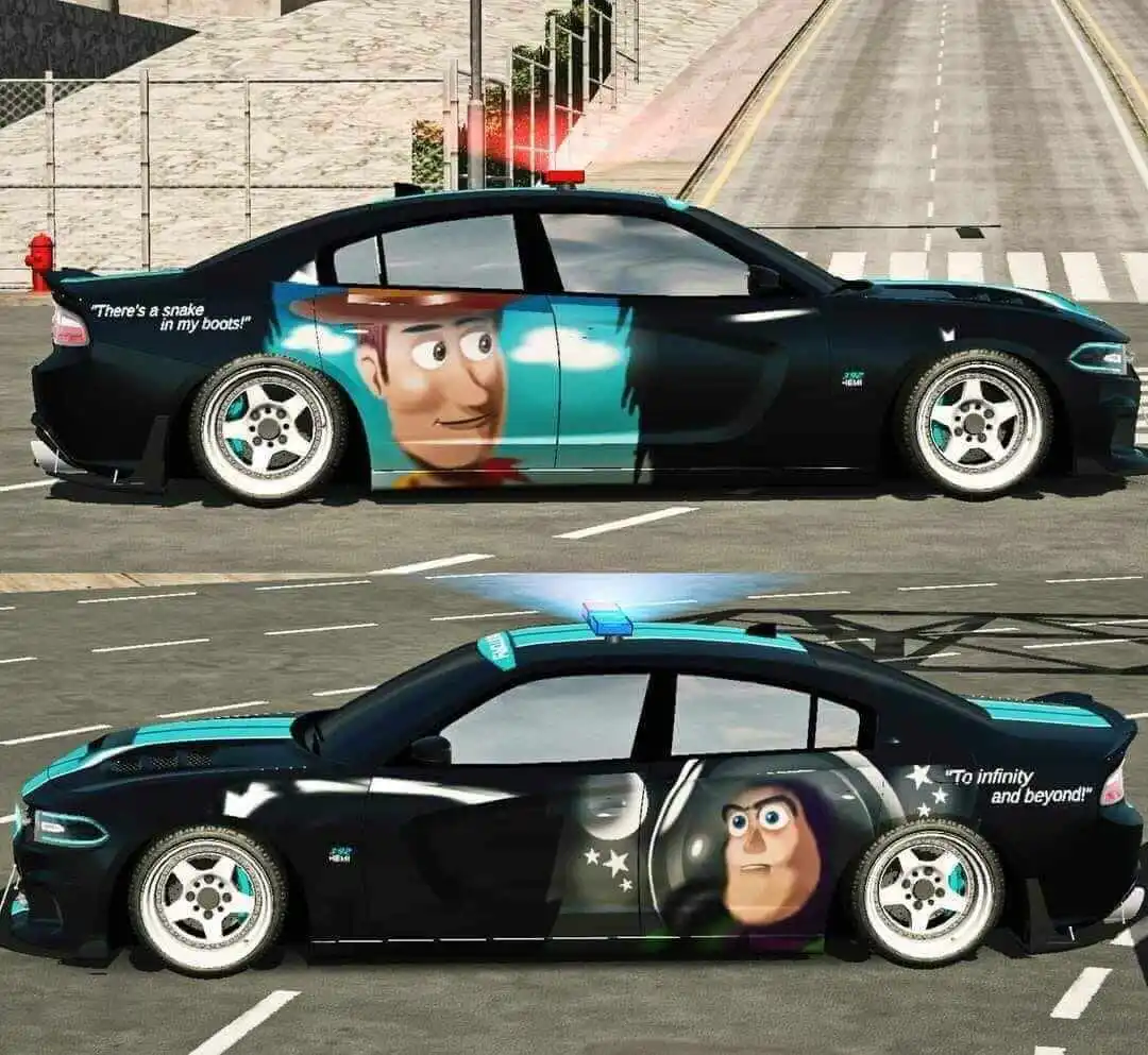 Car customization with a cartoon on black car in car parking multiplayer mod apk