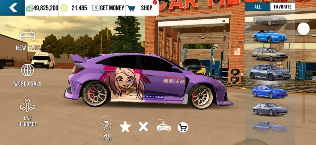 Car customization in car parking multiplayer - purple car in garage